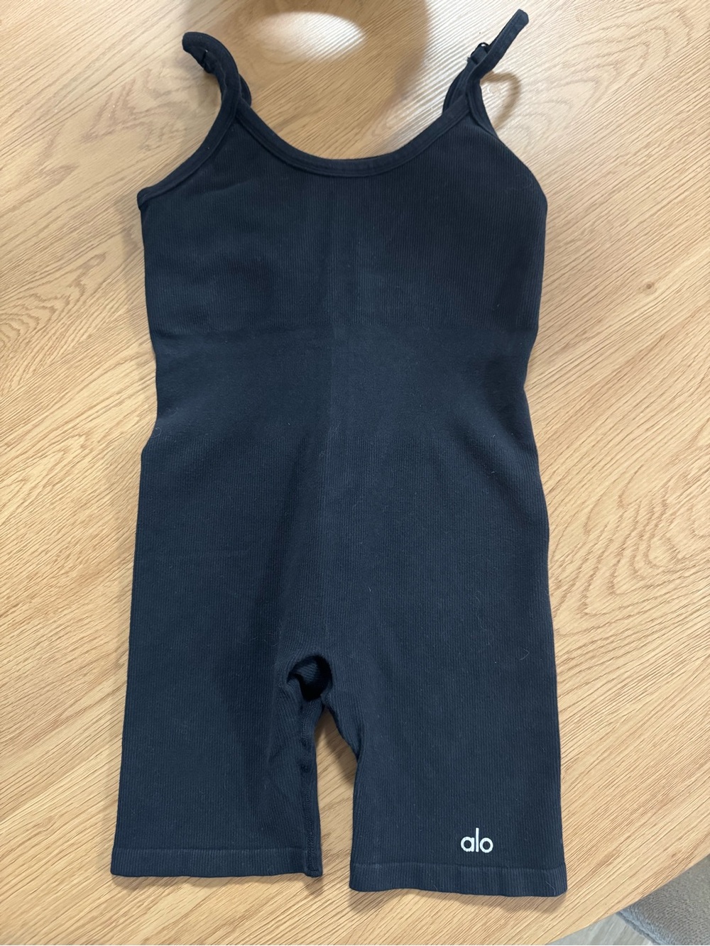 ALO Yoga Black Ribbed Tank One-Piece